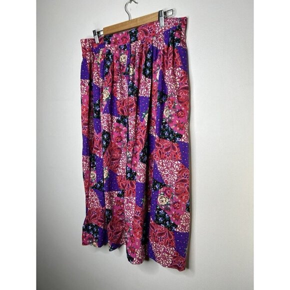 Plus Preferred Vintage Paisley Floral Elastic Waist Knee Length Skirt Size 20W - Picture 2 of 10